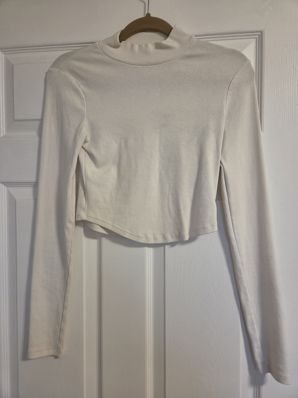 ASOS Tall Cream Mock Neck Long Sleeve Crop Top